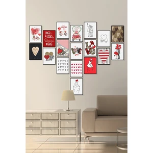 Özcanlar Çerçeve Çerçevesiz Çerçeve Görünümlü Sevgililer Günü 18 Parça Mdf Tablo Seti Çoklu Baskı Seti Mdf Baskı ÖZC-MDF18C