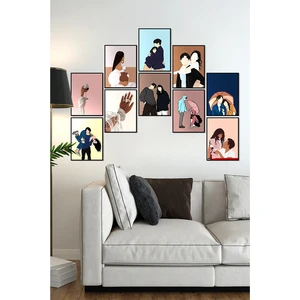 Özcanlar Çerçeve Çerçevesiz Çerçeve Görünümlü Sevgililer Günü 10 Parça Mdf Tablo Seti Çoklu Baskı Seti Mdf Baskı ÖZC-MDF10Y