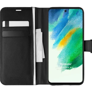 S21 Fe Kılıf Delux Leather Wallet Siyah