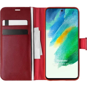 S21 Fe Kılıf Delux Leather Wallet Kırmızı