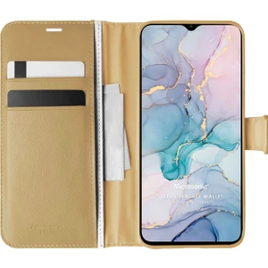 General Mobile Gm 22 Kılıf Delux Leather Wallet Gold