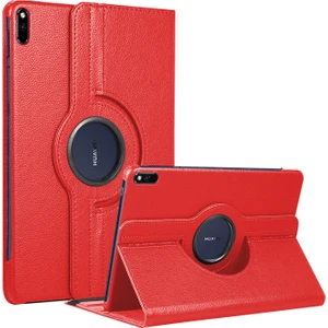 Huawei Matepad 11 Kılıf 360 Rotating Stand Deri Kırmızı