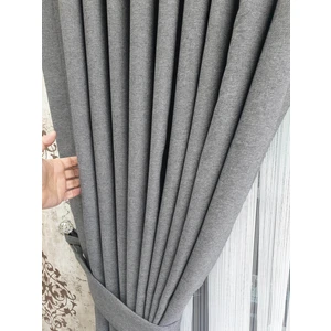 Lüks House Lüks Gri Blackout Keten Karartma Pilesiz Fon Perde En 500. Boy 270.