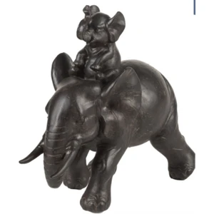 Tual Hobi Sanat Dekoratif Polyester Yavrulu Fil Heykel Biblo (24X24CM)