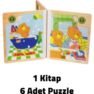 Modapratik Ahşap Kitap Puzzle 6 Puzzle - 17X14CM - 11 Parça