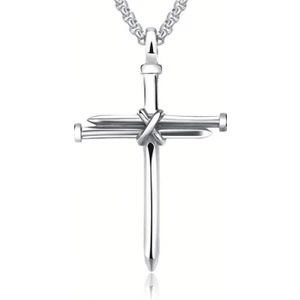 Çivi Haç Çarmıh Istavros Katolik Erkek Metal Kolye Q0467