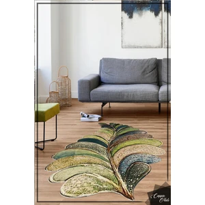 WOOLLY Halı Yaprak Desenli Renkli Lazer Kesim Halı (Makinada Yıkanabilir Kaymaz Dot Taban) -WL1125