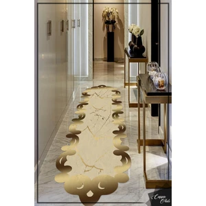 WOOLLY Halı Gold Geçişli Lazer Kesim Halı (Makinada Yıkanabilir Kaymaz Dot Taban) -WL1131