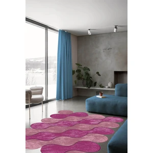 Esta Halı Bulut Desenli Pembe Lazer Kesim Halı (Makinada Yıkanabilir Kaymaz Dot Taban) - ES334