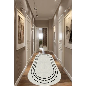 Esta Halı Zigzag Şerit Desenli Oval Halı (Makinada Yıkanabilir Kaymaz Dot Taban) - ES1104