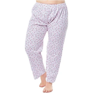 Kadın Uzun Tek Alt Pijama Çiçek Desenli  Jumbo Boy 3- Adet