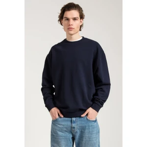 Jahr Marc Oversize Asit Yıkamalı Lacivert Erkek Sweatshirt