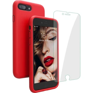 Apple iphone 7 Plus 8 Plus Içi Kadife Soft Lansman Silikon Telefon Kılıfı - Ekran Koruyucu Hediye Kırmızı Kırmızı