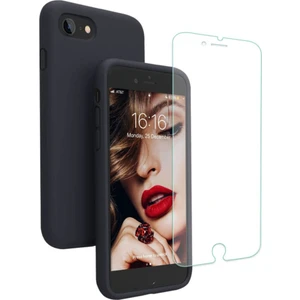 Apple iphone 7 Plus 8 Plus Içi Kadife Soft Lansman Silikon Telefon Kılıfı - Ekran Koruyucu Hediye Siyah Siyah
