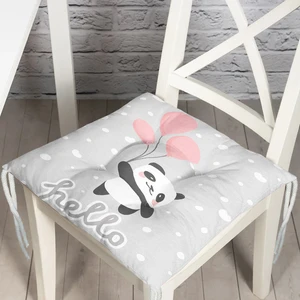 Uçan Balonlar ve Sevimli Panda Desenli Çocuk Odası Pofidik Sandalye Minderi - 40 x 40 cm