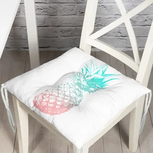 Mavi Ananas Baskılı Pofidik Kare Sandalye Minderi