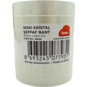Kristal Şeffaf Bant 19 mm x 66 M 6’lı Rulo