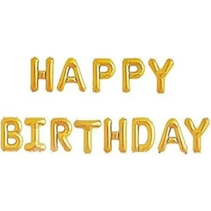 Parti Sürprizi Happy Birthday Altın Harfler Folyo Balon