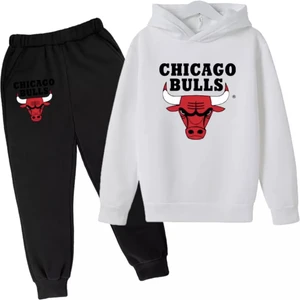 Amor Man Büyük Beden Kapüşonlu Chıcago Bulls Göğüs Baskılı Yeni Trend Erkek Eşofman Takımı