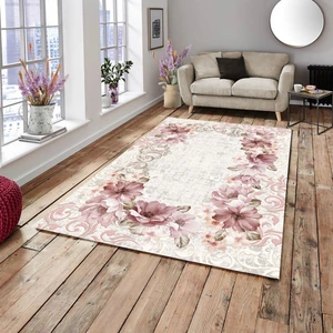 Meka Home Gelincik Model Lastikli Kadife Halı Örtüsü