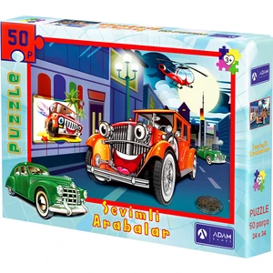 Adam Games Sevimli Arabalar 50 Parça Puzzle Yapboz