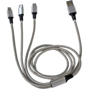 2.1A Usb Şarj Kablosu Type C, Micro, Lightning 3'lü 100 cm