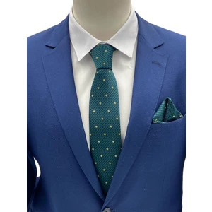 Yeşil Puantiyeli Kravat Mendil Set