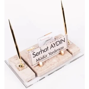 Hediye Marketi17 Velar Bej Mermer Isimlik Krem Desenli Ofis Masa Üstü Isimliği