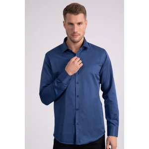 Modern Slim Fit Düz Saten Erkek Gömlek