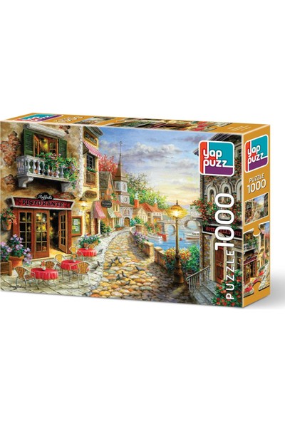 Yappuzz Göl Kıyısı + Çiçekli Sokak + Orman Evi + Yemeğe Davet 1000 Parça 4 Adet Puzzle