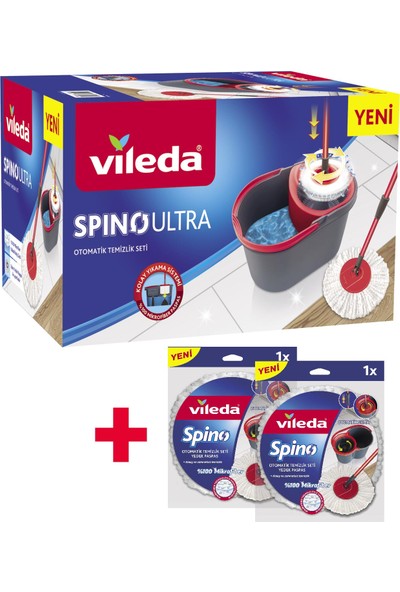 Vileda Spino Ultra Otomatik Temizlik Seti + 2 Yedek Paspas