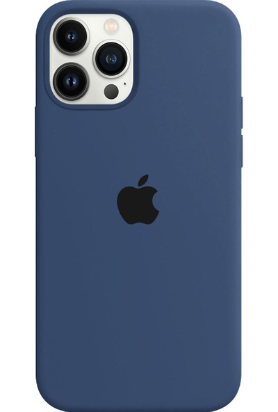 Abk Fashion Apple iPhone 13 Pro Logolu Kılıf Lansman Silikon Kılıf - Açık Lacivert