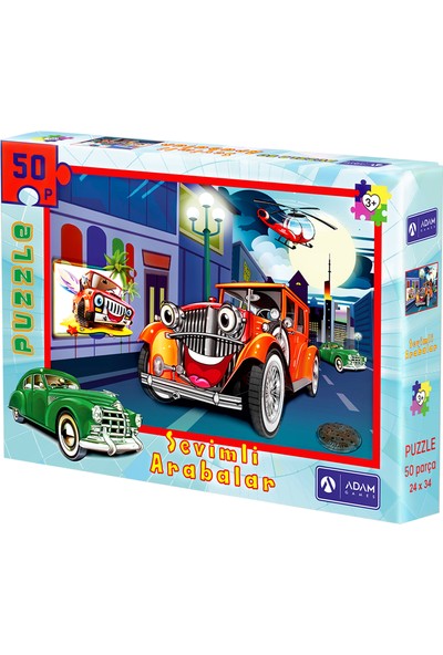 Adam Games Sevimli Arabalar 50 Parça Puzzle Yapboz