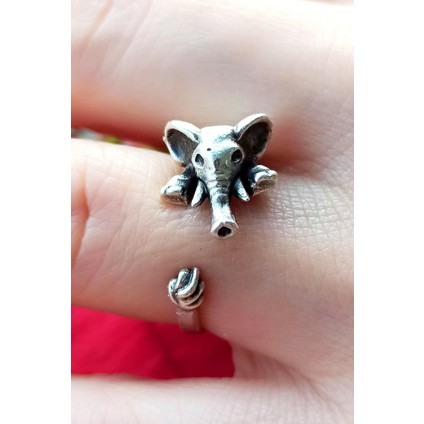Antik Gümüş Kaplama Küçük Fil Şekilli El Yapımı Ayarlanabilir Kadın Yüzük fiyatları