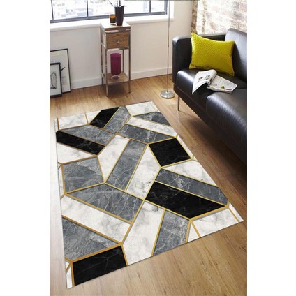 Mermer Blok Desenli Halı (Makinada Yıkanabilir Kaymaz Dot Taban) - ES1110