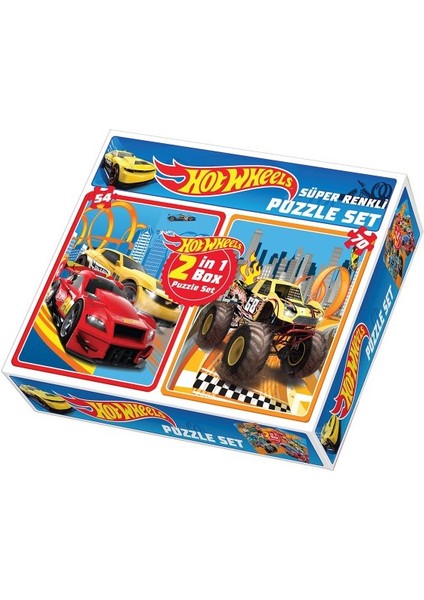 Dıytoy Süper Renkli 2'li Puzzle Set - Hot Wheels / 54+70 Parça Puzzle