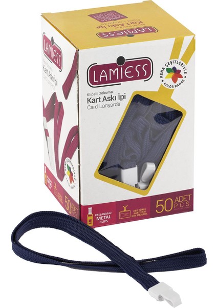 Kart Askı Ipi Plastik Kancalı Lacivert