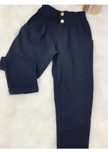 Kız Çocuk Düğmeli Mom Eşofman Altı 3027 Siyah modelleri