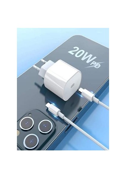 Apple iPhone Uyumlu 20WATT 13/13 Pro/12/12 Pro Max Hızlı Şarj Aleti Seti 20W Adaptör