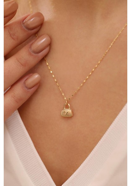 14 Ayar Altın Çanta Ince Aynalı Zincir Kolye modelleri