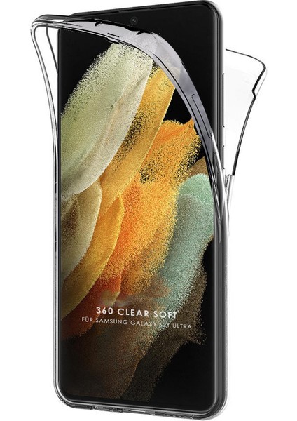 Samsung Galaxy S21 Ultra Kılıf 360 Şeffaf Ön Arka Koruma Silikon