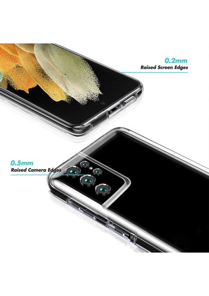 Samsung Galaxy S21 Ultra Kılıf 360 Şeffaf Ön Arka Koruma Silikon