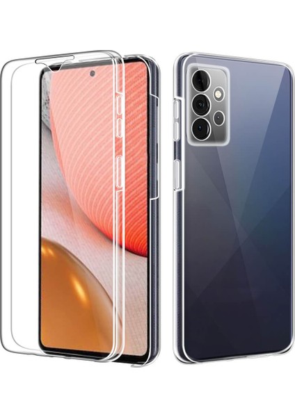 Samsung Galaxy A72 360 Kılıf Şeffaf Ön Arka Korumalı Silikon