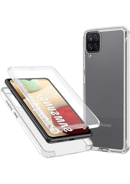 Samsung Galaxy A12 360 Kılıf Şeffaf Ön Arka Korumalı Silikon