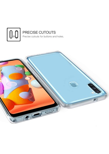 Samsung Galaxy M11 360 Kılıf Şeffaf Ön Arka Silikon