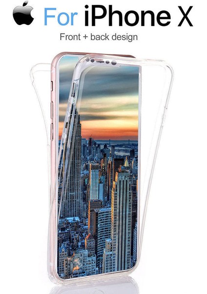 Apple iPhone X 360 Kılıf Silikon Şeffaf Ön Arka indirimleri