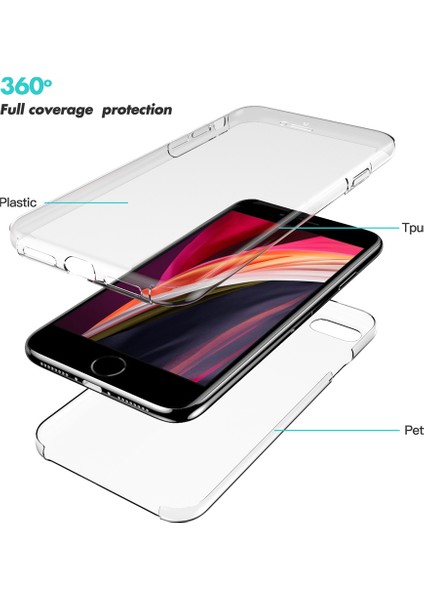 Apple iPhone Se 2020 360 Kılıf Silikon Şeffaf Ön Arka