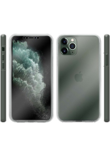 Apple iPhone 11 Pro Max (6,5 ) 360 Kılıf Silikon Şeffaf Ön Arka