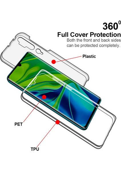 Xiaomi Mi Note 10 360 Derece Kılıf Silikon Şeffaf Ön Arka modelleri