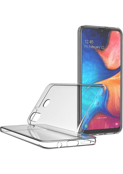 Samsung Galaxy A20 360 Derece Kılıf Silikon Şeffaf Ön Arka modelleri
